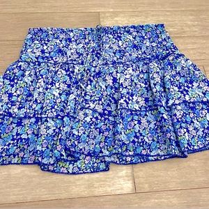 blue flower print skirt